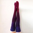thumbnail image 1 of Chaussettes Genou pour Femmes, Chaussettes au-Dessus du Genou, Collants en Coton, Chaussettes Tricotées Rouges, 1 of 1