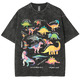 thumbnail image 2 of Camiseta de mujer con estampado de dinosaurio de dibujos animados en color, holgada, holgada, de gran tamaño, de color liso, de manga corta, estilo retro americano, informal, a la moda, 2024, 2 of 4