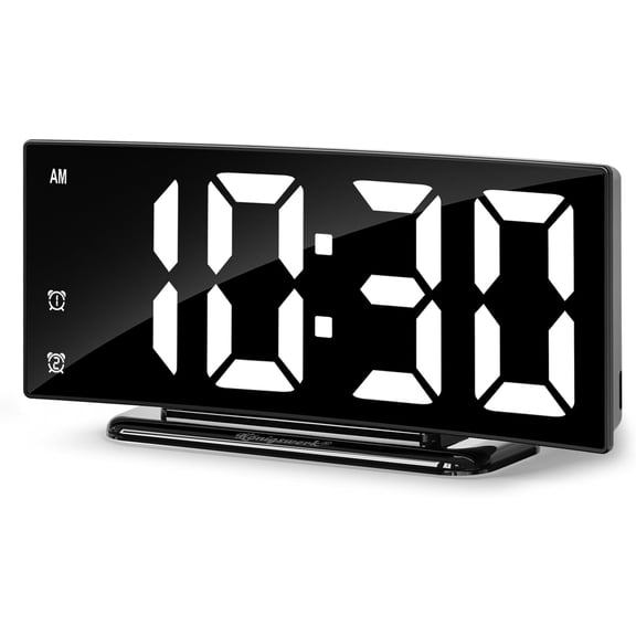 LED Digital Alarm Clock Large Display Dual Alarm Snooze Temperature Plug in with Battery Backup 3 Brightness Levels for Bedroom Desk Office