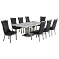thumbnail image 1 of Ensemble de Salle à Manger 9pc en Marbre Blanc avec Acier Inoxydable Argenté et 8 Chaises, 1 of 4