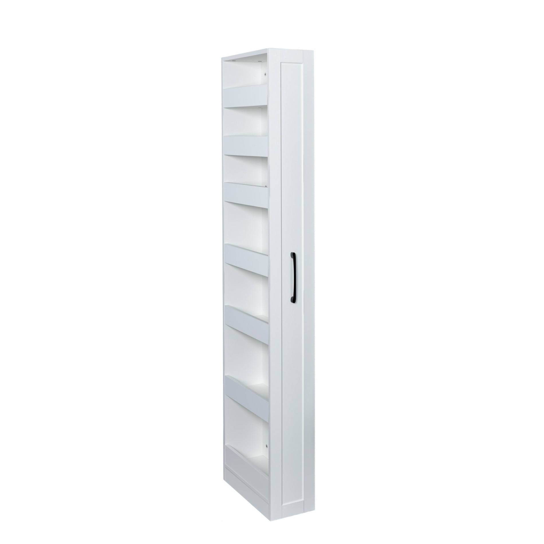 7 Tier Slim Rolling Storage Cart, Narrow Pull-Out Storage Organizer with Wheels and Handle, Space Saving Shelf for Kitchen, Bathroom, Laundry Room, White