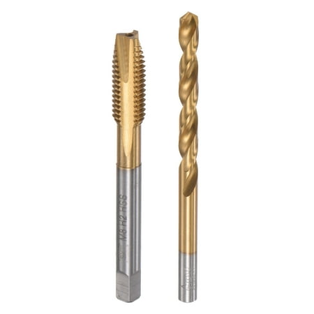 

Uxcell M8 x 1.25 Spiral Point Thread Tap 6.6mm Drill Bit Set High Speed Steel Titanium Plated