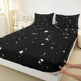 thumbnail image 3 of jejeloiu White Black Twin Sheet Sets,Cartoon Stars Twin Fitted Sheet,Kawaii Moons Flat Sheet For Girls,Luxury Bedroom Decor,3pcs, 3 of 7