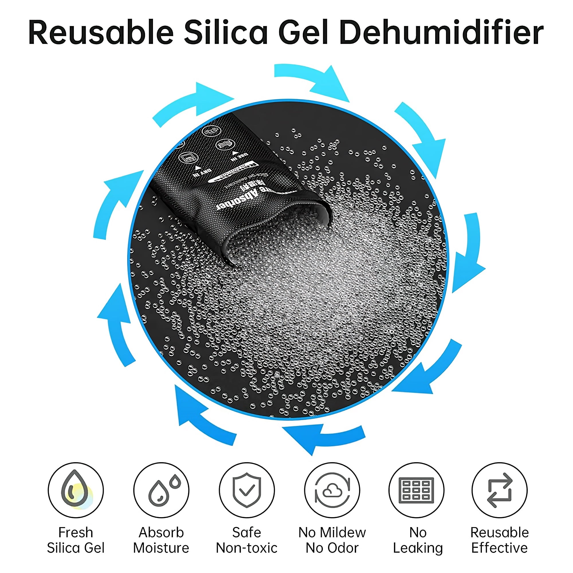 500g Moisture Absorber Bag, Silica Gel Dehumidifier, Anti-Fog, Condensation, Mold Prevention for Cars, Storage, Safes, Home (24 Pack)
