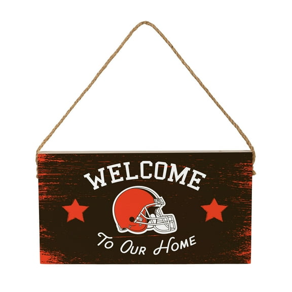 Cleveland Browns 6" x 11" Welcome Home Wood Wall Sign with Rope Hanger