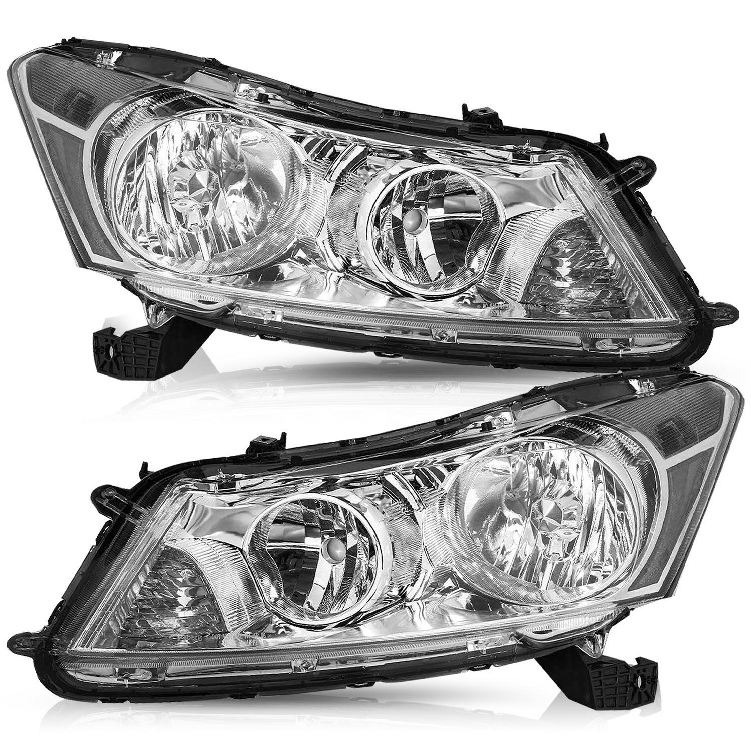 BRYGHT Chrome Clear Headlights Fits 2008-2012 Honda Accord 4-Door Sedan