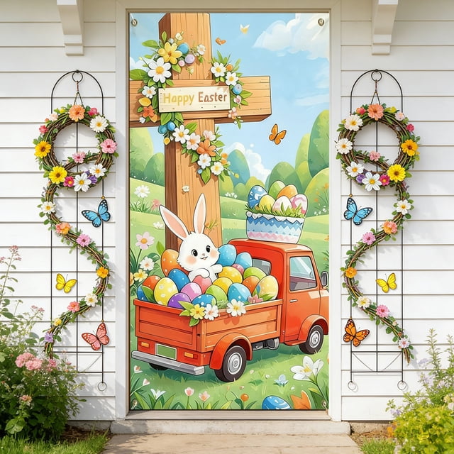 Cheapark Rideau de Porte de Pâques Accessoire Décoratif pour Présentation de Fête Lot de 6