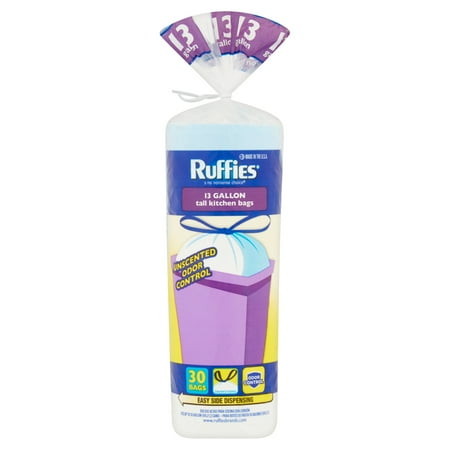- (Pack of 2) Ruffies Tall Kitchen Drawstring Trash Bags, 13 Gallon, 30 Count