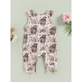 thumbnail image 3 of Western Baby Girl Clothes Cow Floral Print Sleeveless Romper Jumpsuit One Piece Bodysuit Summer Clothes, 3 of 8