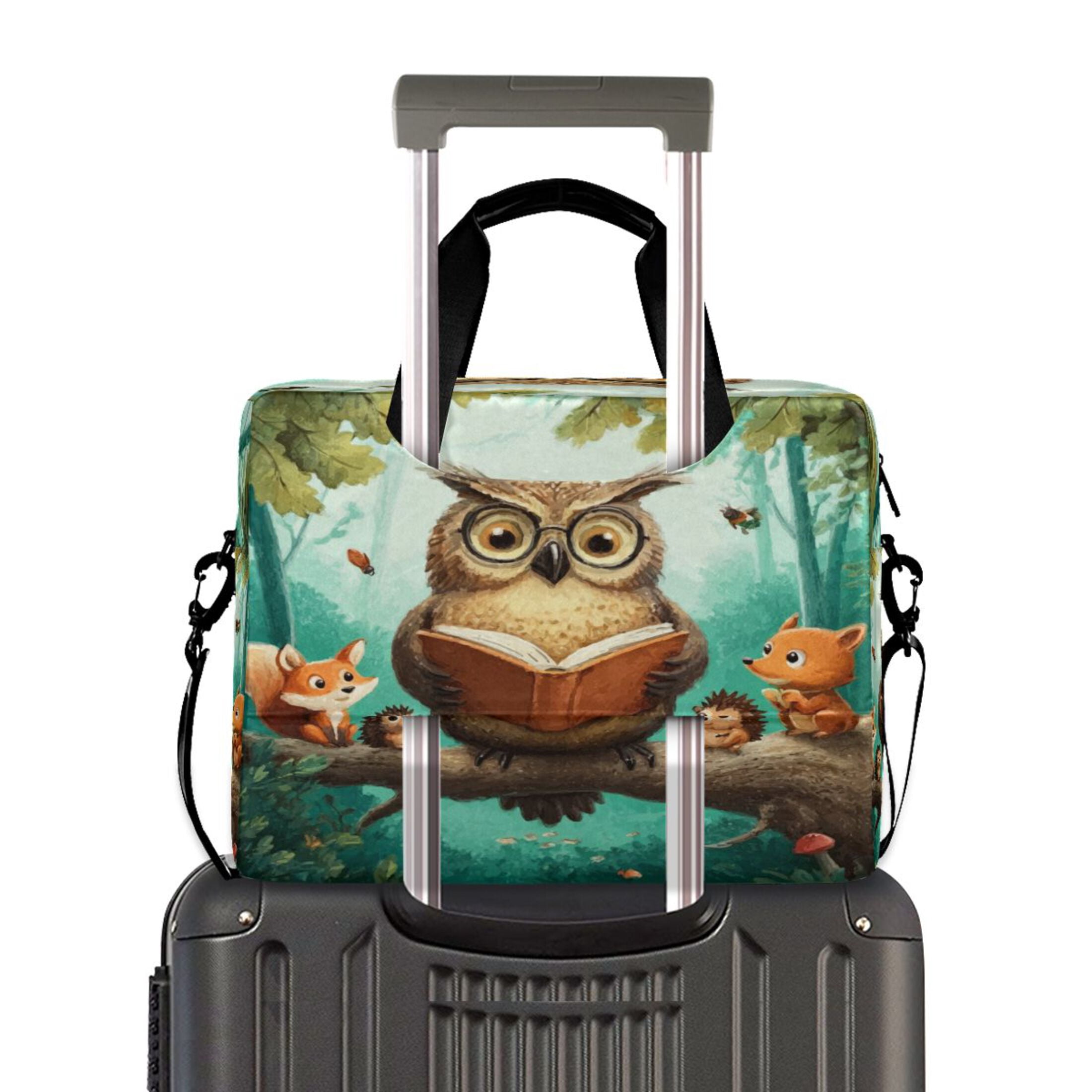 16" Laptop Tote Bag Laptop Sleeve Case Computer Briefcase for Work & Travel Owl Wearing Glasses