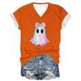 thumbnail image 5 of Jsaierl Halloween Shirts for Women Plus Size Ghost Graphic Tees Stretch Loose Fit V Neck T-Shirts Short Sleeve Tunic Blouse Tops Halloween Costumes,Sizes S-3XL, 5 of 5