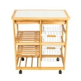 thumbnail image 3 of Kitchen Rolling Microwave Cart on Wheels, Kitchen Islands with Storage, Rustproof Storage Rack Trolley with 2 Drawers, 3 Metal Baskets, 3 Shelf Panels, Bakers Racks Holds up to 220 lbs, Wood, Q7592, 3 of 12