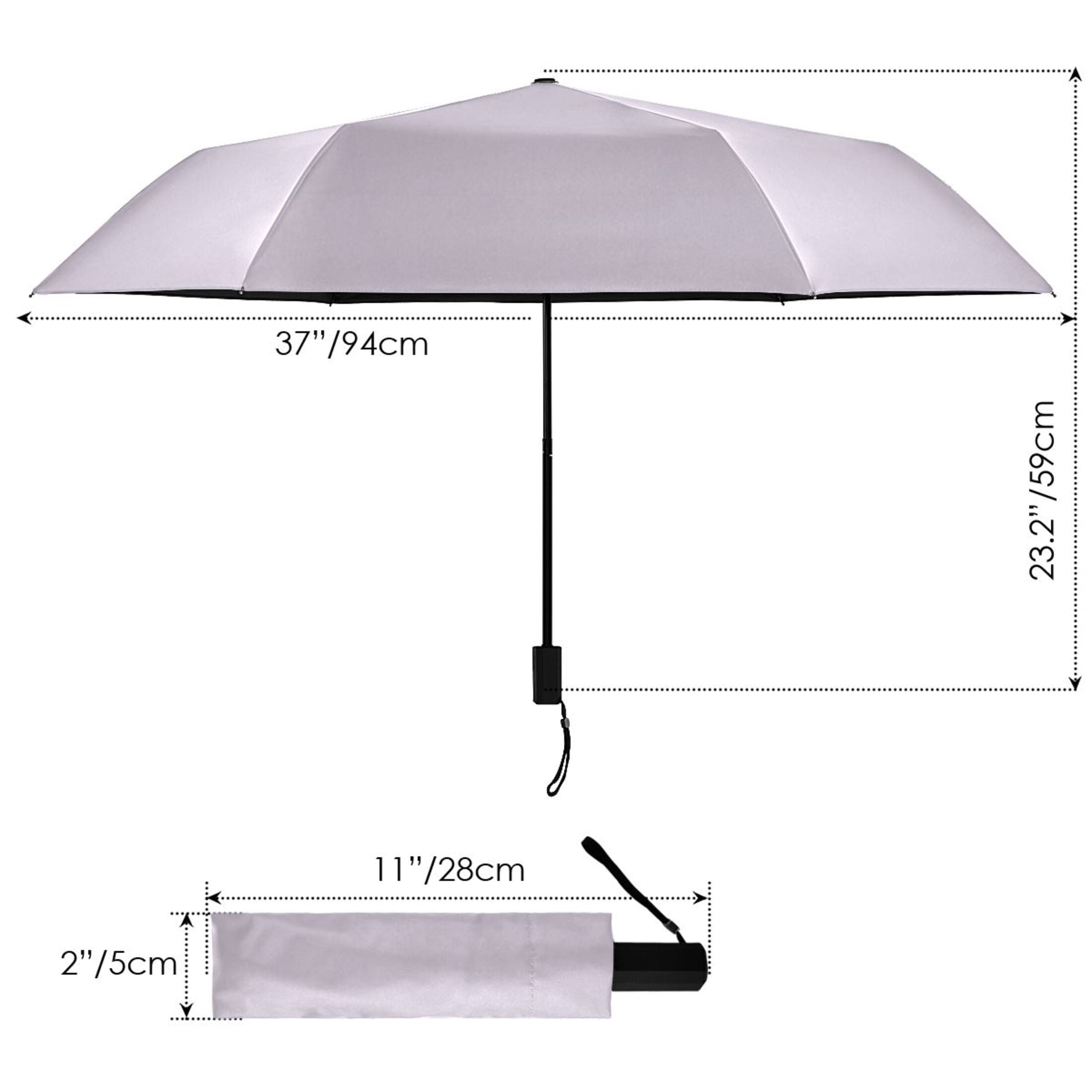 ALAZA Light Purple Background UPF 50+ Compact Folding Umbrella for Rain Travel Umbrella Packable