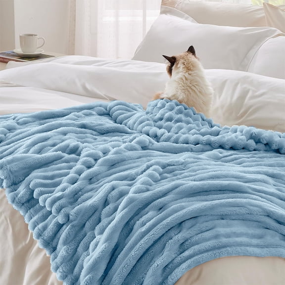 Blue Throw Blanket for Couch – Thick & Cozy Blanket for Winter, Fluffy and Warm Blankets for Couch, Bed, Plush Throw Gifts for Women and Men,27"*39"