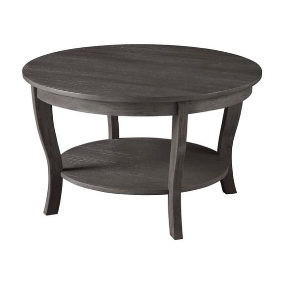Furnifact Gray Round Coffee Table with Shelf and Modern Design for Living Room