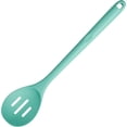 thumbnail image 1 of 600°F Heat Resistant Slotted Spoon: U-Taste 13.6in Solid Kitchen Cooking Spoon, Nonstick BPA Free Large & Long Rubber Utensil for Mixing, Serving, Stirring, Basting, Frying, Draining (Aqua Sky), 1 of 10