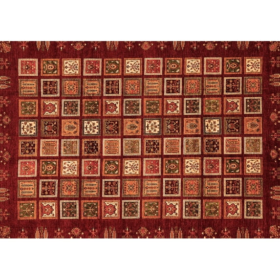 Ahgly Company Indoor Rectangle Abstract Orange Modern Area Rugs, 5' x 8'
