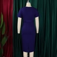 thumbnail image 5 of AURA Women’s Pencil Midi Dress V Neck Short Sleeve Solid Color With Belt S XXXL, 5 of 7