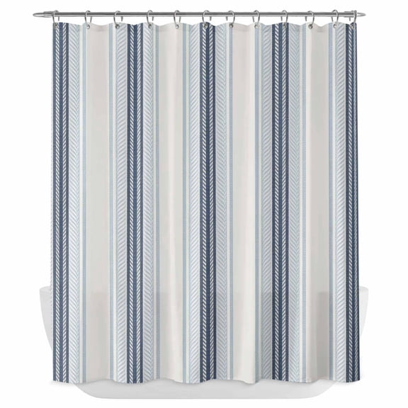 Xipuska Blue Beige Shower Curtain - Water Repellent Fabric Shower Curtains Washable, Modern Abstract Gradient Vertical Stripes Decorative Polyester Cloth Bathroom Curtains Modern Bath Decor 66"x72"