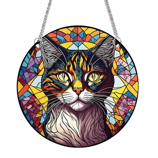 Letrero Acrílico para Puerta Atrapasoles para Ventanas 20x20cm (gato)