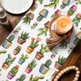 thumbnail image 3 of Tropical Cactus Table Runner 70 Inches, Spring Summer Potted Plants Watercolor Bed Runner Dresser Scarves Tabletop for Indoor Outdoor Parties/Ceremony/Banquet, 13" x 70", 3 of 9