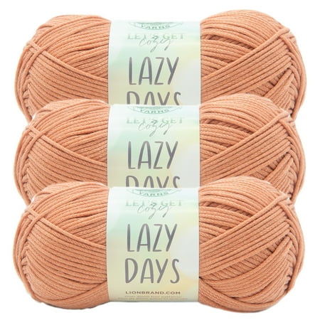 UPC: 0842093137146 | Lion Brand Yarn Lazy Days Clay Tube Style Medium Polyester Orange Yarn 3-Pack