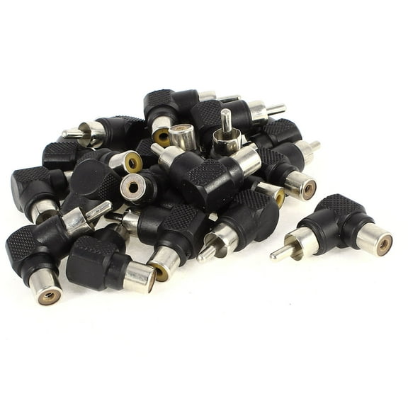 20 Pcs 90 Degrees Angle RCA Adapter Male to Female Joint Connector