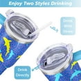thumbnail image 5 of 40oz Ocean Cute Shark Stainless Steel Flip Straw Tumbler Spill Proof Travel Cup Double Wall Vacuum Insulated Coffee Mug with Top Handle, 5 of 6