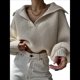 thumbnail image 3 of Suéteres de Larga para Mujer, Suéter Ajustado y Elástico de Gran Tamaño, Jersey de Punto Acanalado de Color Liso. Albaricoque L, 3 of 8