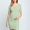 thumbnail image 4 of gakvbuo Maternity Dress For Photoshoot Womens Short Sleeve Breast-Feeding Maternity Nursing Dress Bodycon Pregnancy Scoop Neck Ruched Midi Fitted Dresses For Women 2382, 4 of 6