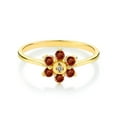 thumbnail image 2 of Gem Stone King 0.43 Cttw Round Red Garnet and White Diamond 10K Yellow Gold Ring for Women | Gemstone Birthstone (Size 9), 2 of 3