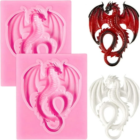 

2 Pieces Flying Dragon Silicone Mold Cute Dragon Fondant Mold Animal Dragon Chocolate Mold Baking Mould Tool for Cake Decorating Polymer Clay
