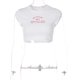 thumbnail image 2 of (Con video) Blanco L estilo ins para mujer 2022 primavera y verano nueva camiseta bordada con letras top ultracorto con chaleco delgado que deja al descubierto el ombligo, 2 of 8