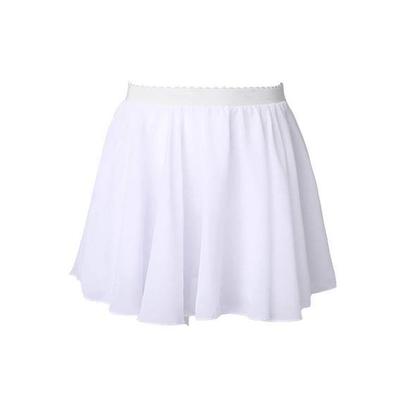 iiniim Girls Ballet Dance Mini Skirts Chiffon Pull-on Wrap Solid Color Dress White 1-6