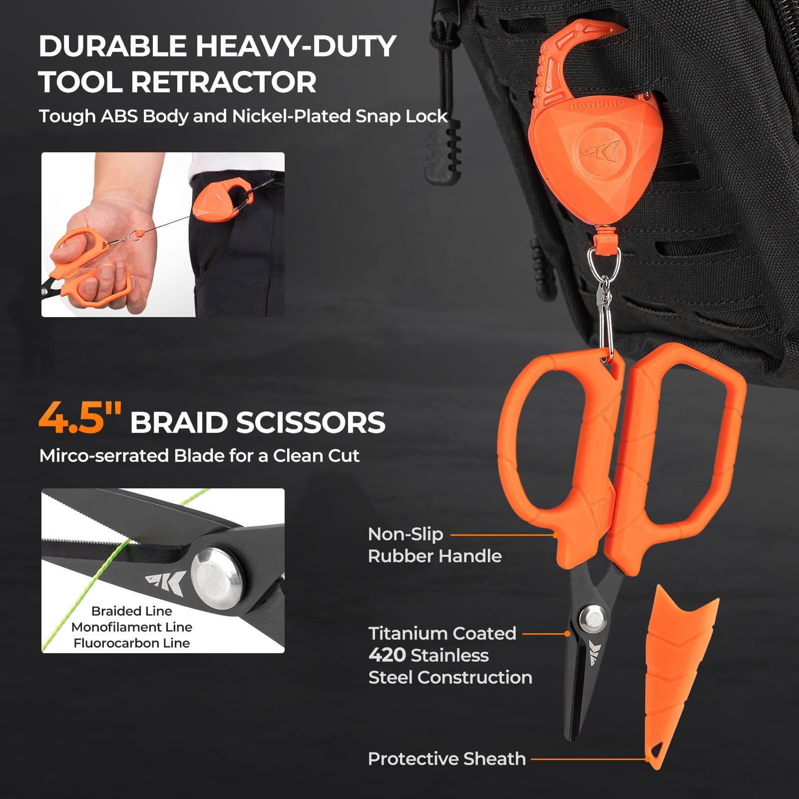 KastKing 6PC Fishing Tool Kit, Pliers, Fillet Knife, Lip Gripper SteelStream