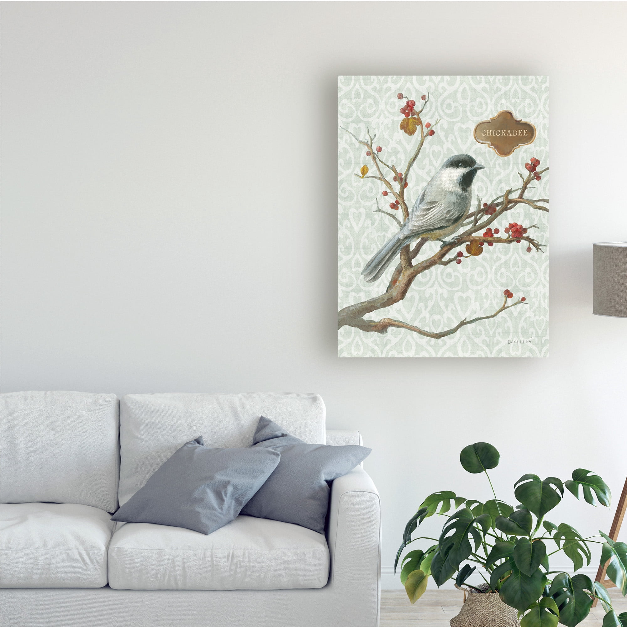 Trademark Fine Art 'Winter Bird Chickadee' Canvas Art by Danhui Nai