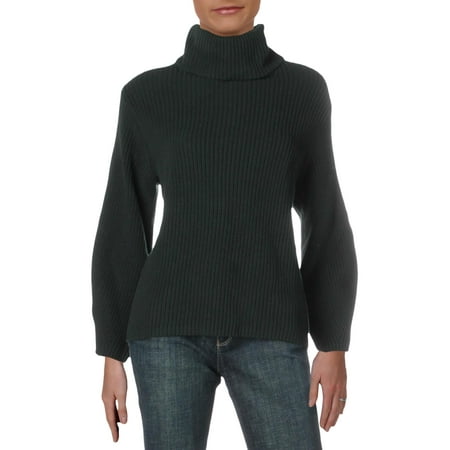 Vince Camuto Womens Cotton Ribbed Turtleneck Sweater Green XS