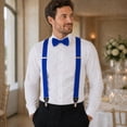 thumbnail image 2 of KAMBERFT Men's Royal Blue 1.4 inch Wide Adjustable Y-Back Suspenders, 2-Piece Set with Pre-Tied Bow Tie, 2 of 5