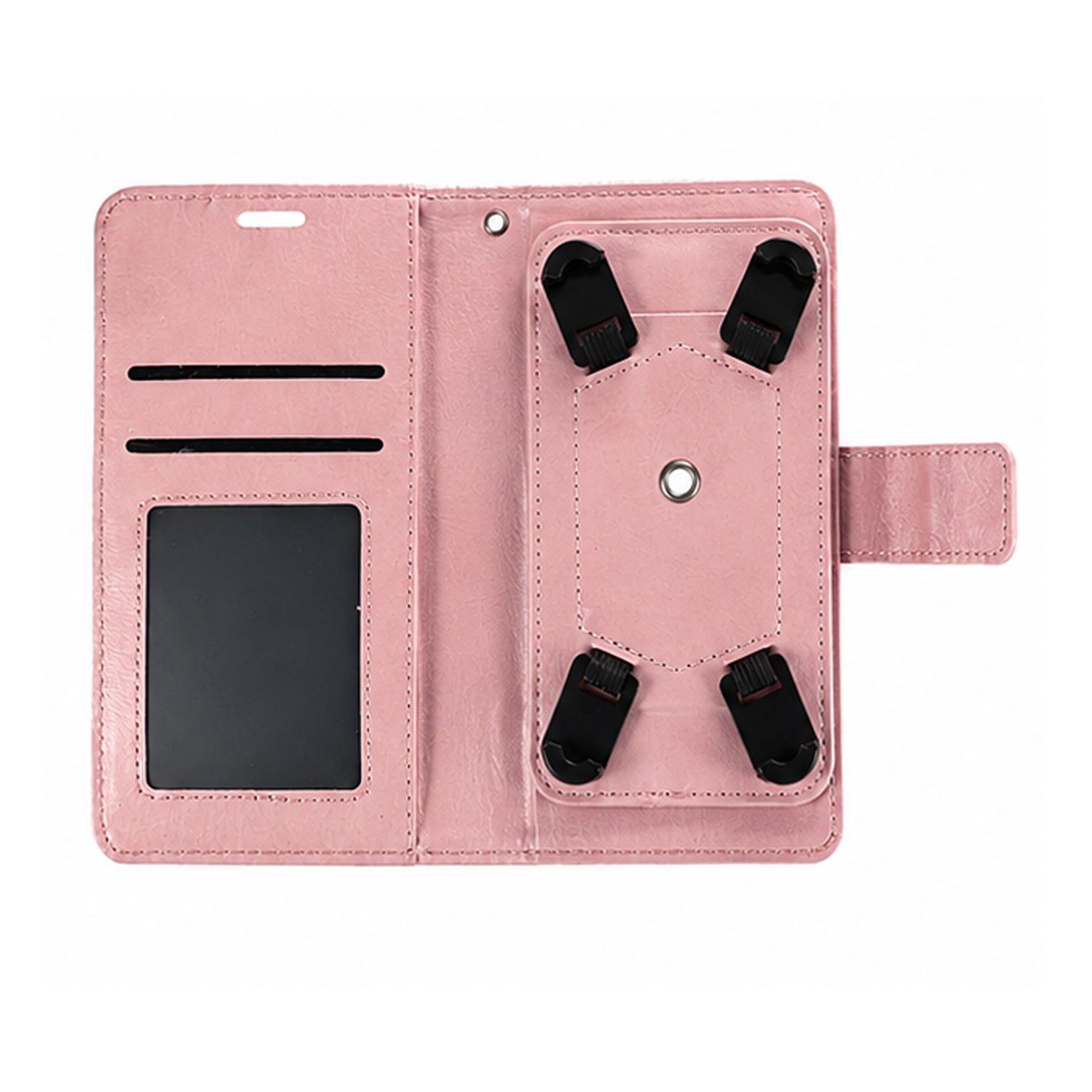 YUW-Small (4.5"-4.8") Universal Folio Wallet Case with Full Rotation Stand Feature - Rose Gold