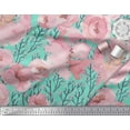 thumbnail image 2 of Soimoi Green Cotton Duck Fabric Branch & Peach Flower Watercolor Print Sewing Fabric BTY 42 Inch Wide, 2 of 3