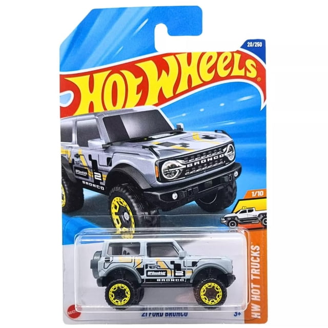 Camioneta Ford Bronco 21 Hot Wheels Fundida a Escala 1:10 Plata