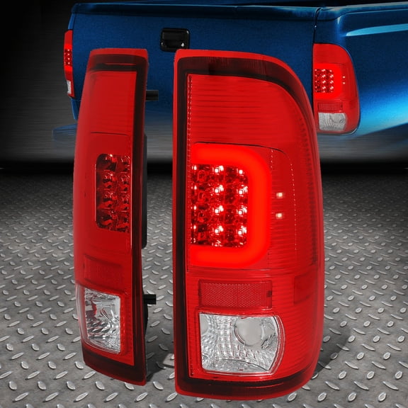 Nuvision LED Red C-Shape Tail Light Brake Parking Lamps for 90-97 Ford F150 / Super Duty