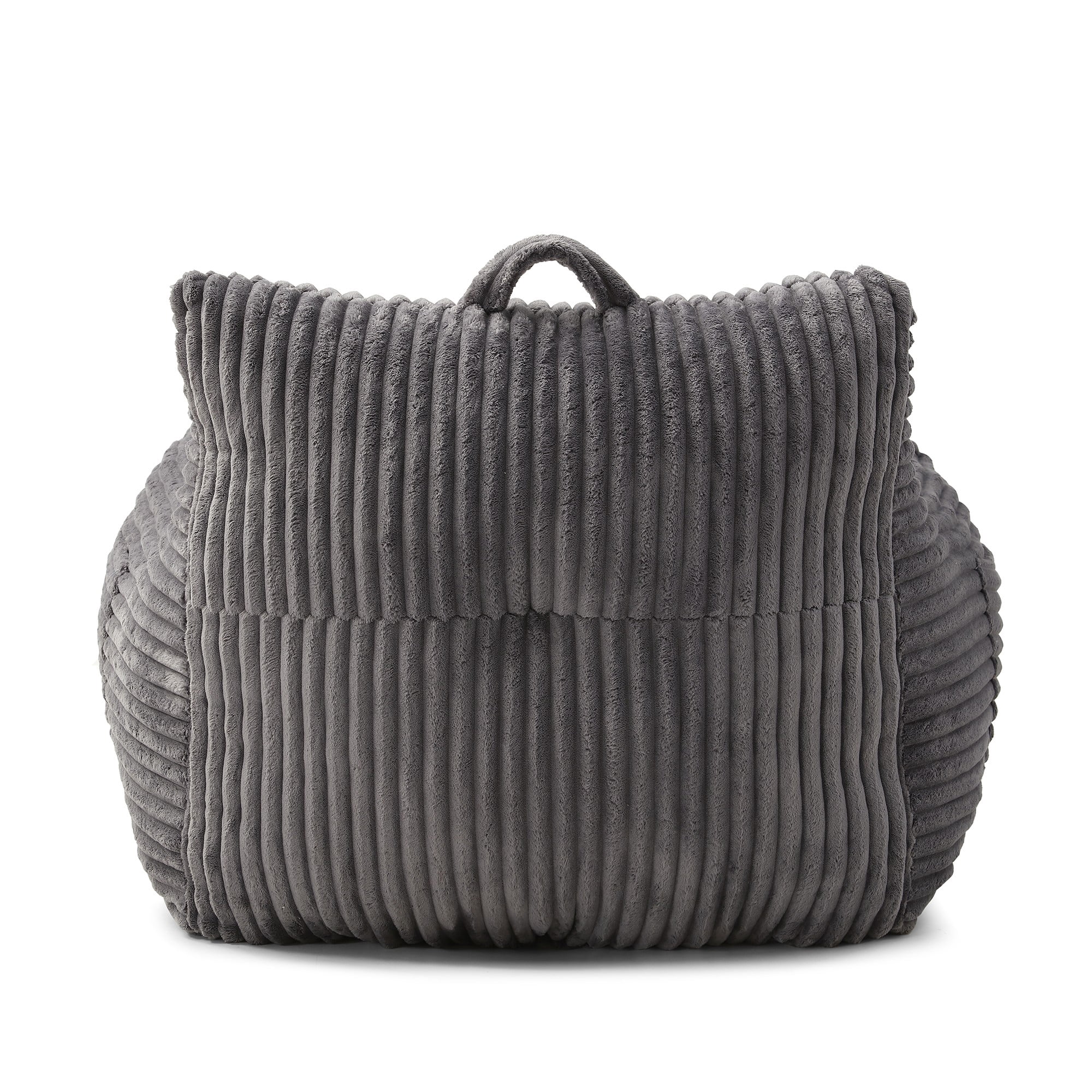 Giant Plush Bean Bag Chair for Adults with Armrests and Footstool, Comfy Beige Beanbag Chaise Lounge Lazy Floor Sofa Chair for Living Room, Bedroom & Dorm, Cozy Fluffy Cloud Mini Couch (Gray)