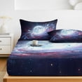 thumbnail image 6 of Twin Sze Fitted Sheet Set - Moon Explosion 2 Piece Bedding Sets 16" Deep Pocket Fitted Sheet with 1 Pillowcase, Modern Abstract Art Galaxy Universe Brushed Microfiber Hotel Luxury Bed Sheets, 6 of 9