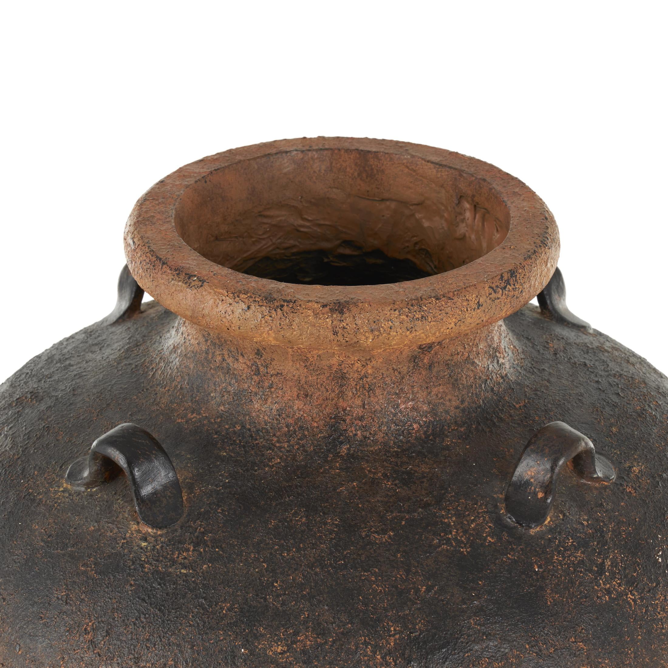 DecMode 24" Textured Ombre Antique Amphora Copper Magnesium Oxide Vase