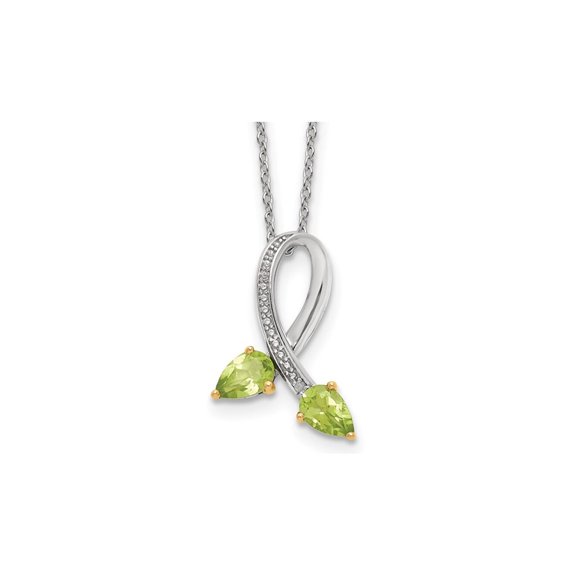 4/5 Carat (Ctw) Peridot Pendant Necklace in Sterling Silver with Chain for Women