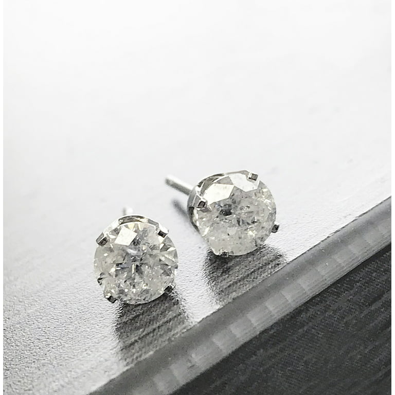 Excellent Cut Diamond Stud Earrings 14K White Gold