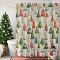 thumbnail image 5 of Shower Curtain Bathroom Set Vintage Christmas Tree Waterproof Fabric Shower Curtains with Grommets&Hooks Winter Plant on Linen Privacy Bath Curtain for Bathtub 36x72in, 5 of 9