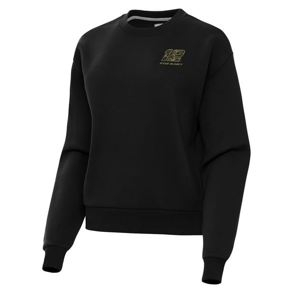 Women's-Antigua  Black Ryan Blaney Victory Crewneck Pullover Sweatshirt