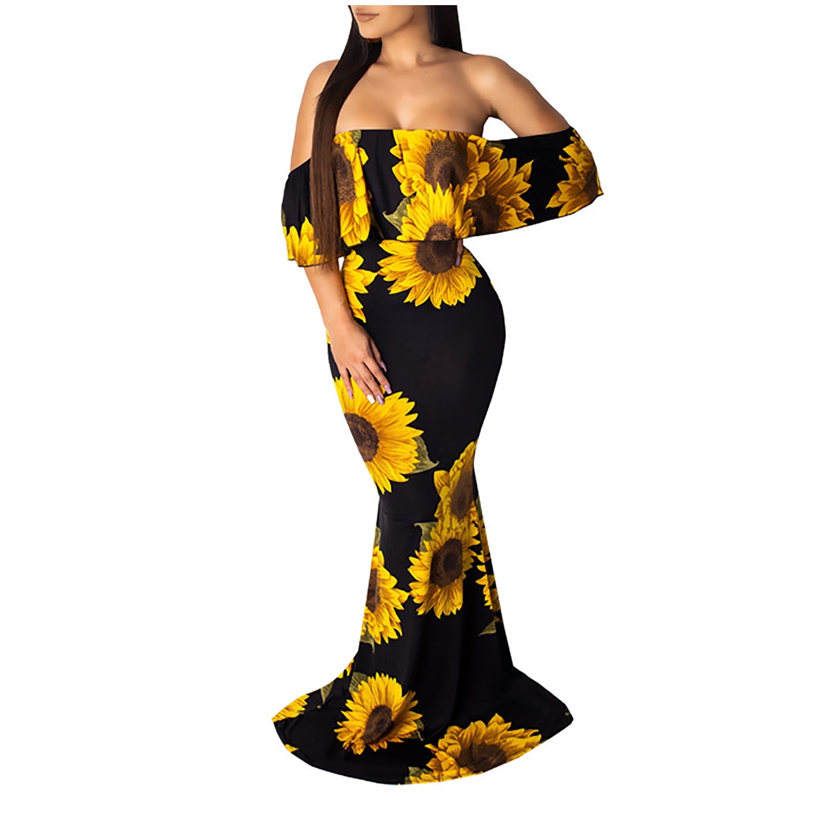 LWZWM Vintage Dress For Women Holiday Dress Floral Print One Line Neck